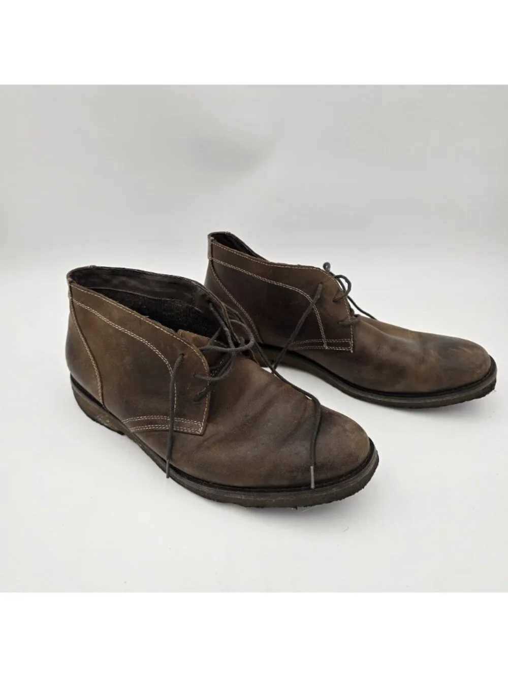 Johnston & Murphy Mens Leather Chukka Boots Brown Lace-Up Casual Style Pre-Owned